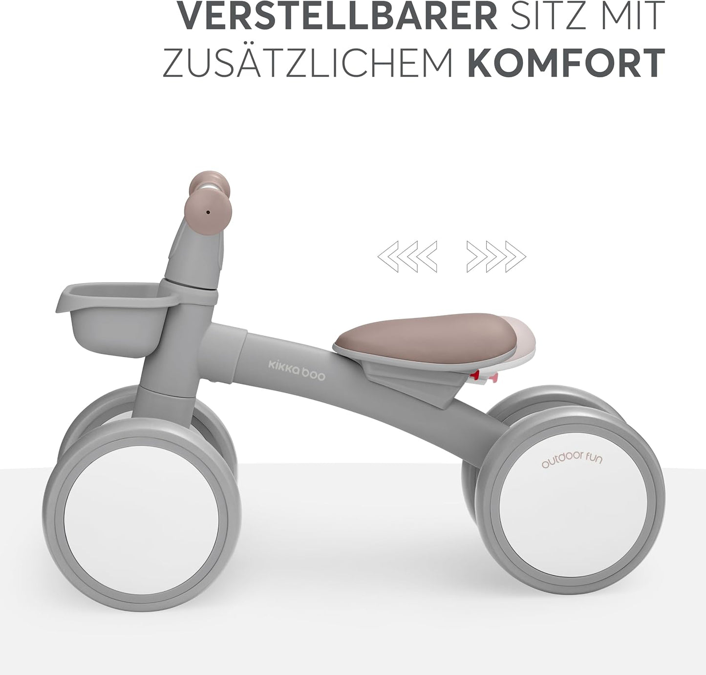 Laufrad mit Korb, Grau