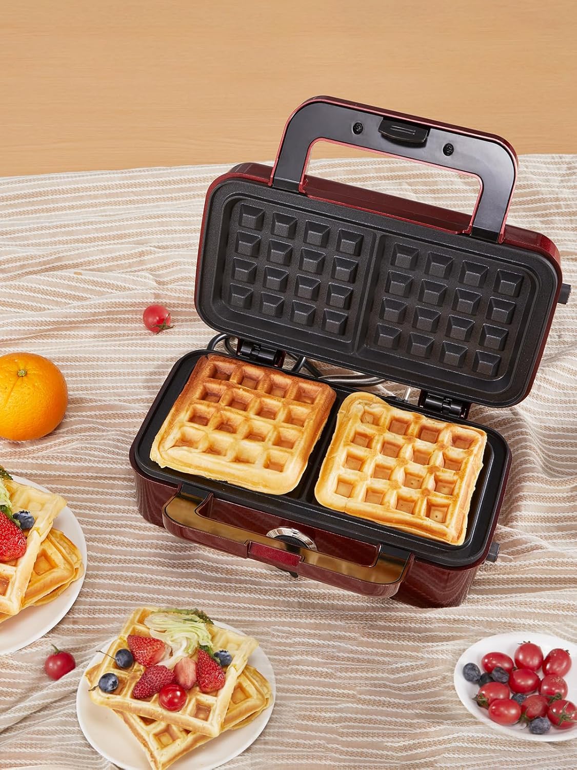 Sandwichmaker mit Waffel- und Grillfunktion, Rot