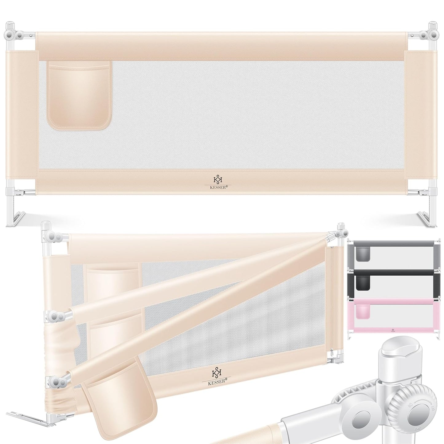 Bettschutzgitter 150cm, 150cm Beige