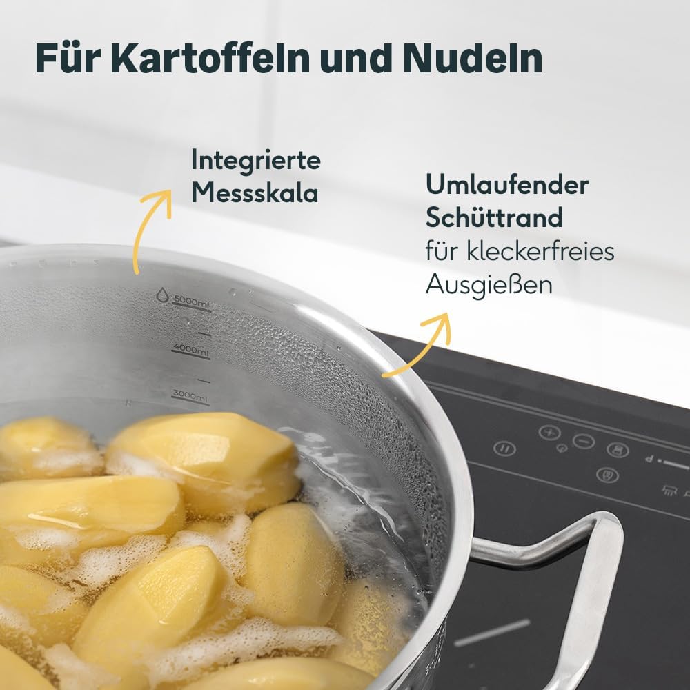 2-teiliges Kochtopfset für alle Herdarten inkl. Induktion & Ofenfest, 2er Set