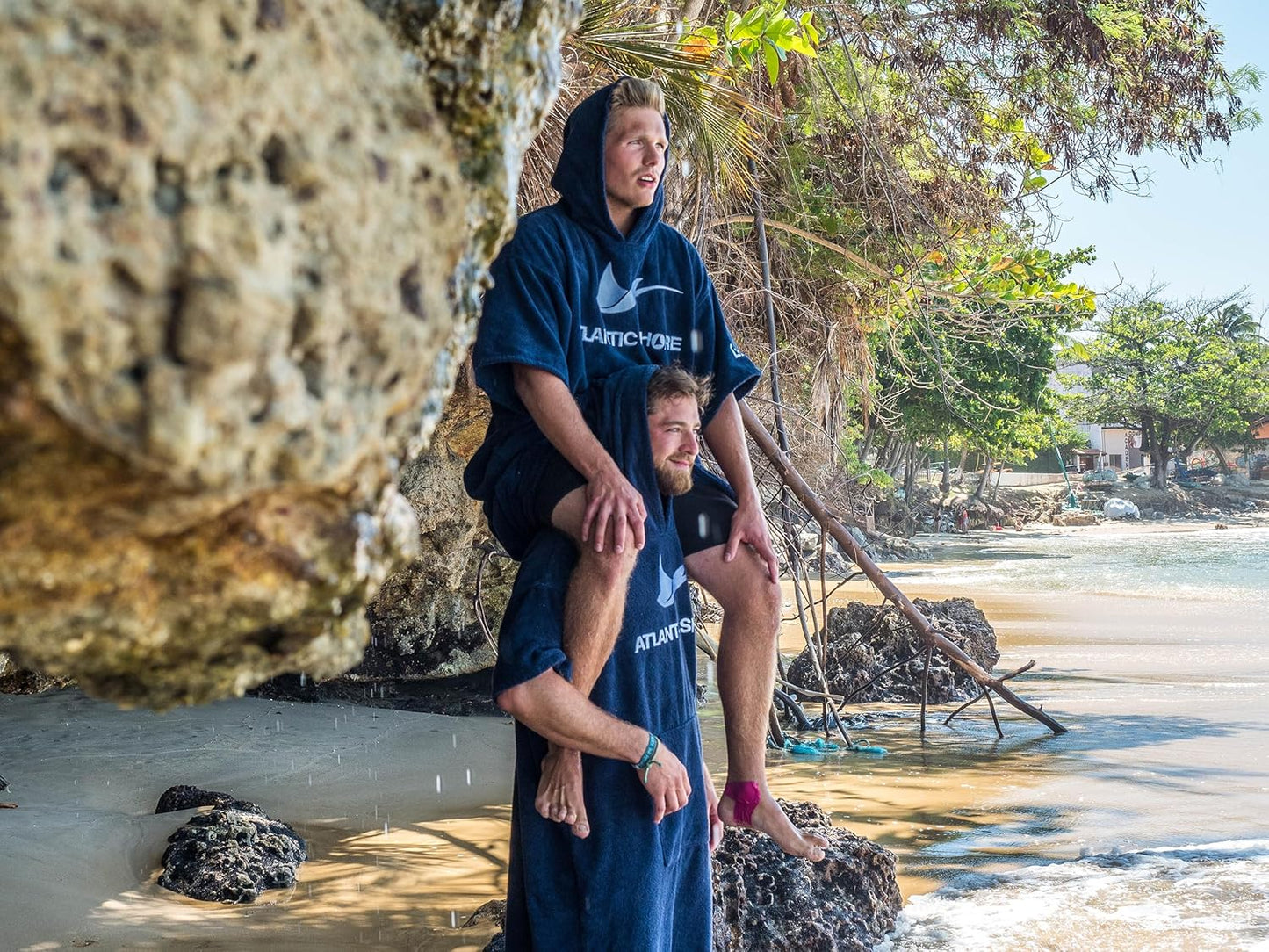 Surf Poncho mit Kapuze, L-XL Navy Blue
