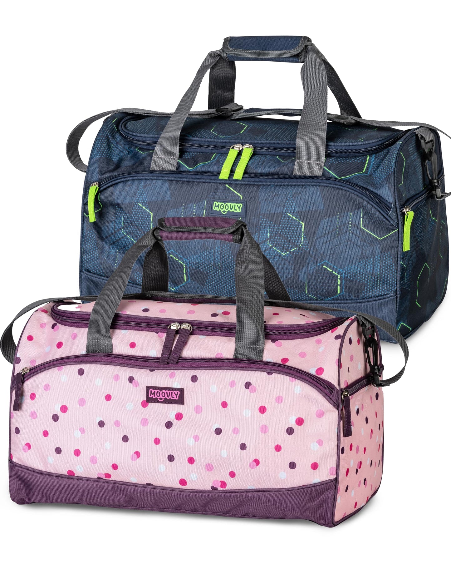 2-teiliges Sporttaschen-Set mit Schuh- und Nassfach, Blau/Rosa