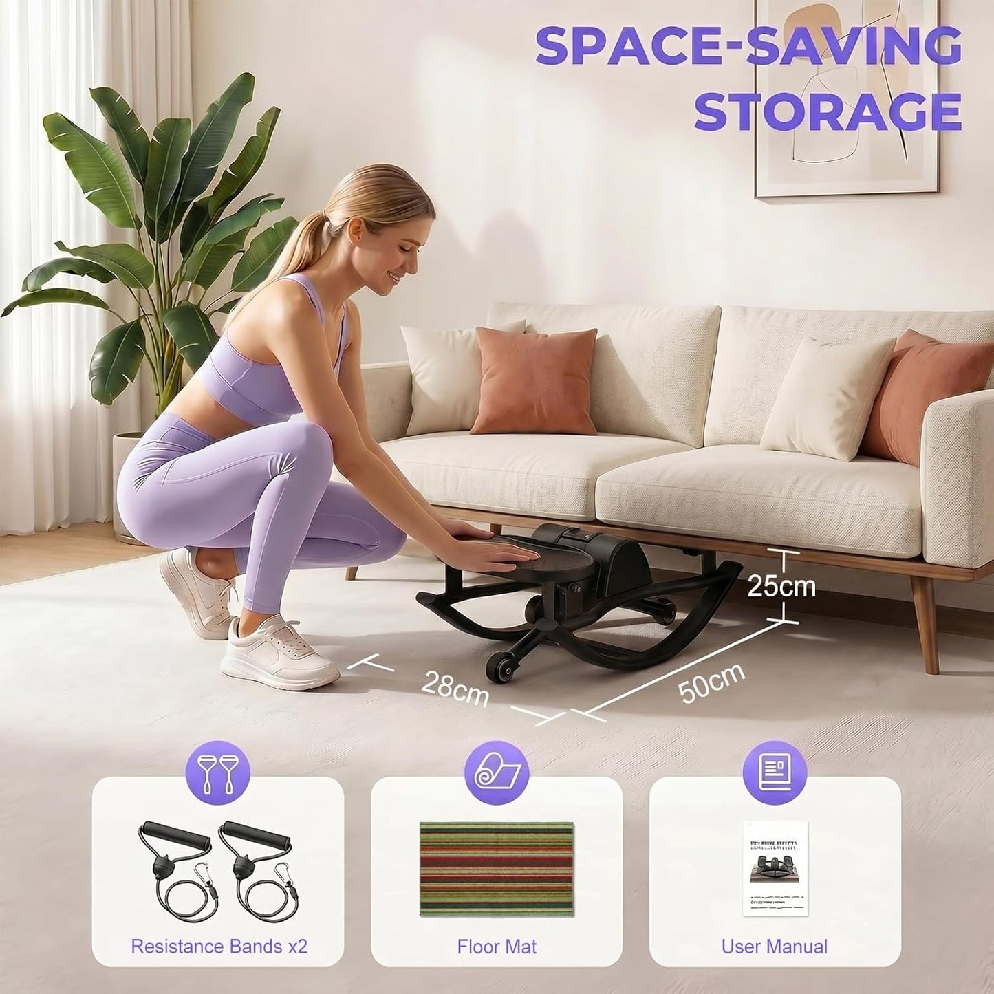 Rock Stepper für Zuhause mit Widerstandsband, Rosa
