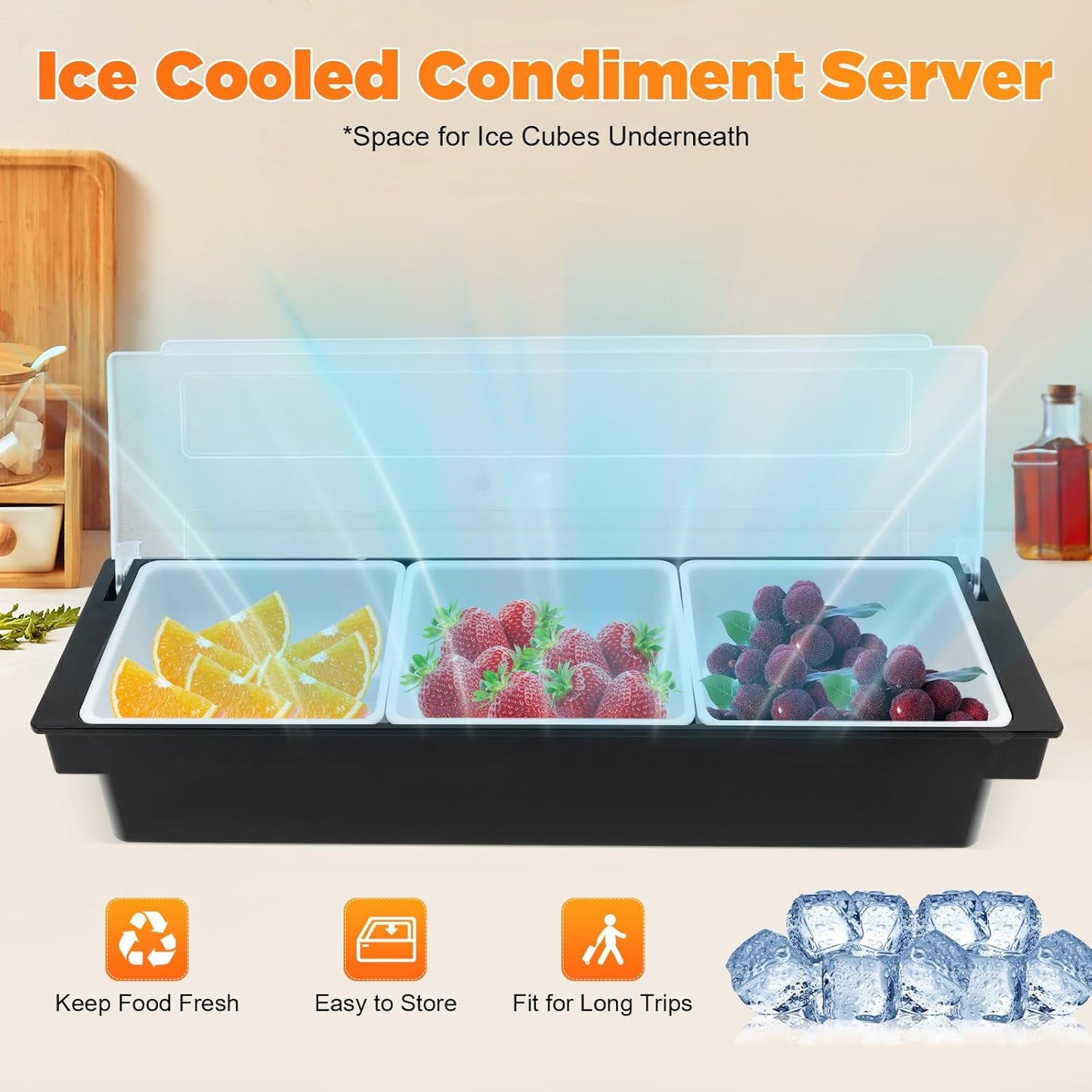 Zutatenbehälter-Set für Cocktails, 3 Gitter