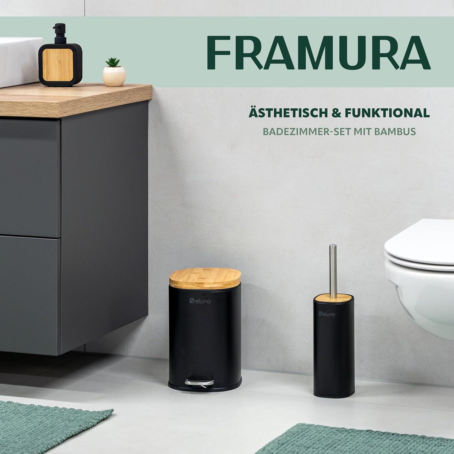 2-teiliges Badezimmer-Set Framura, Schwarz
