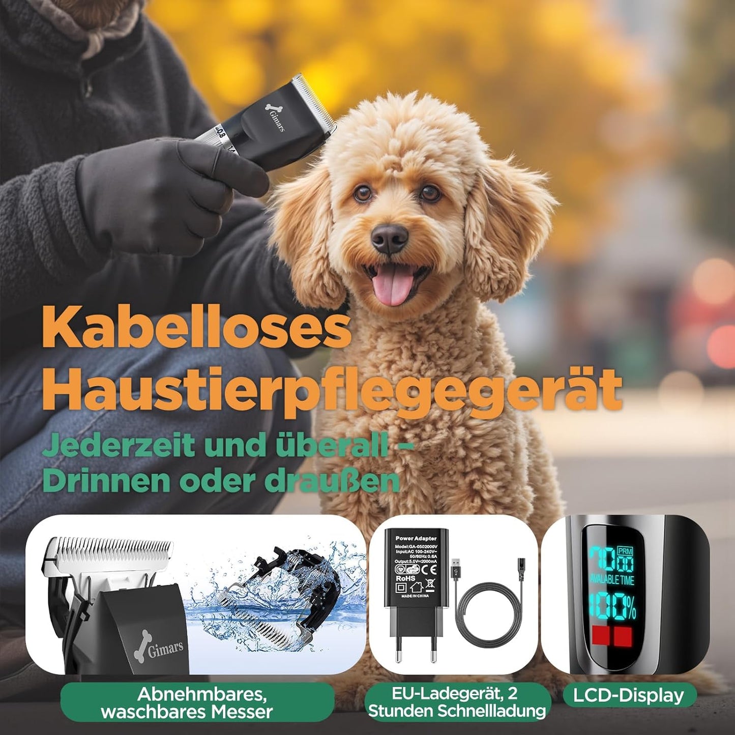 3in1 Hundeschermaschine, 3-in-1 Schermaschine + Scherenset Silber