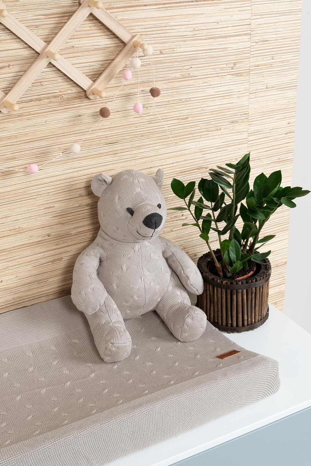 Wickelauflagenbezug mit Feinem Zopfmuster 45x70 cm, Baby Rosa