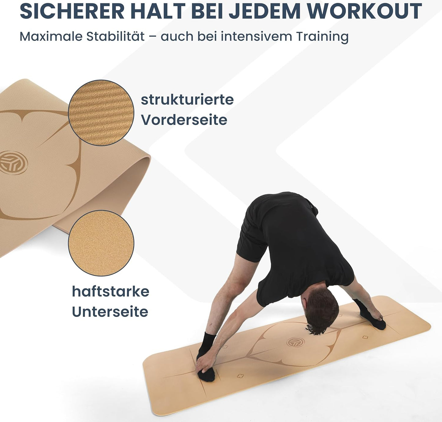 Rutschfeste Yogamatte, Dünn (1,0 cm) Braun