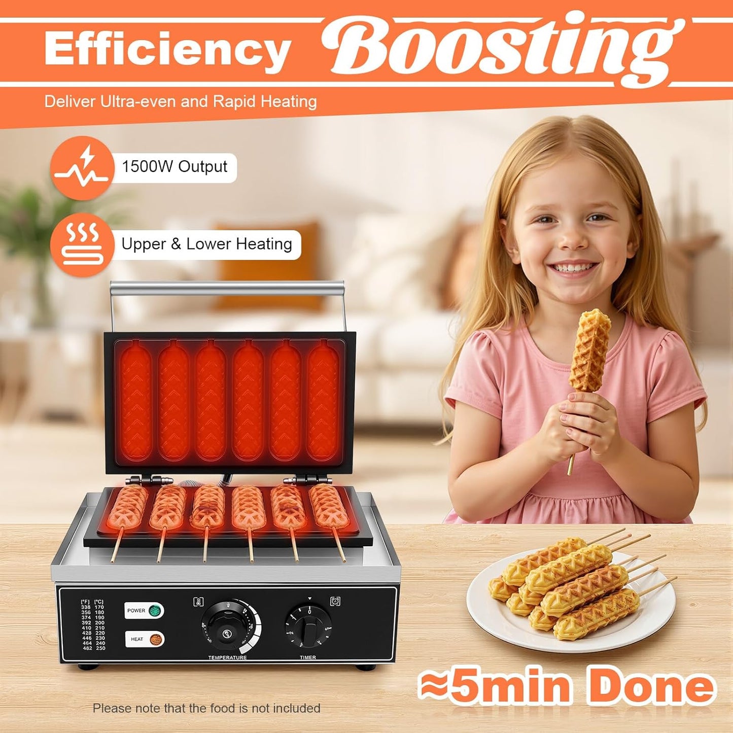 Stick Waffle Maker für 6 Lollipop-Waffeln