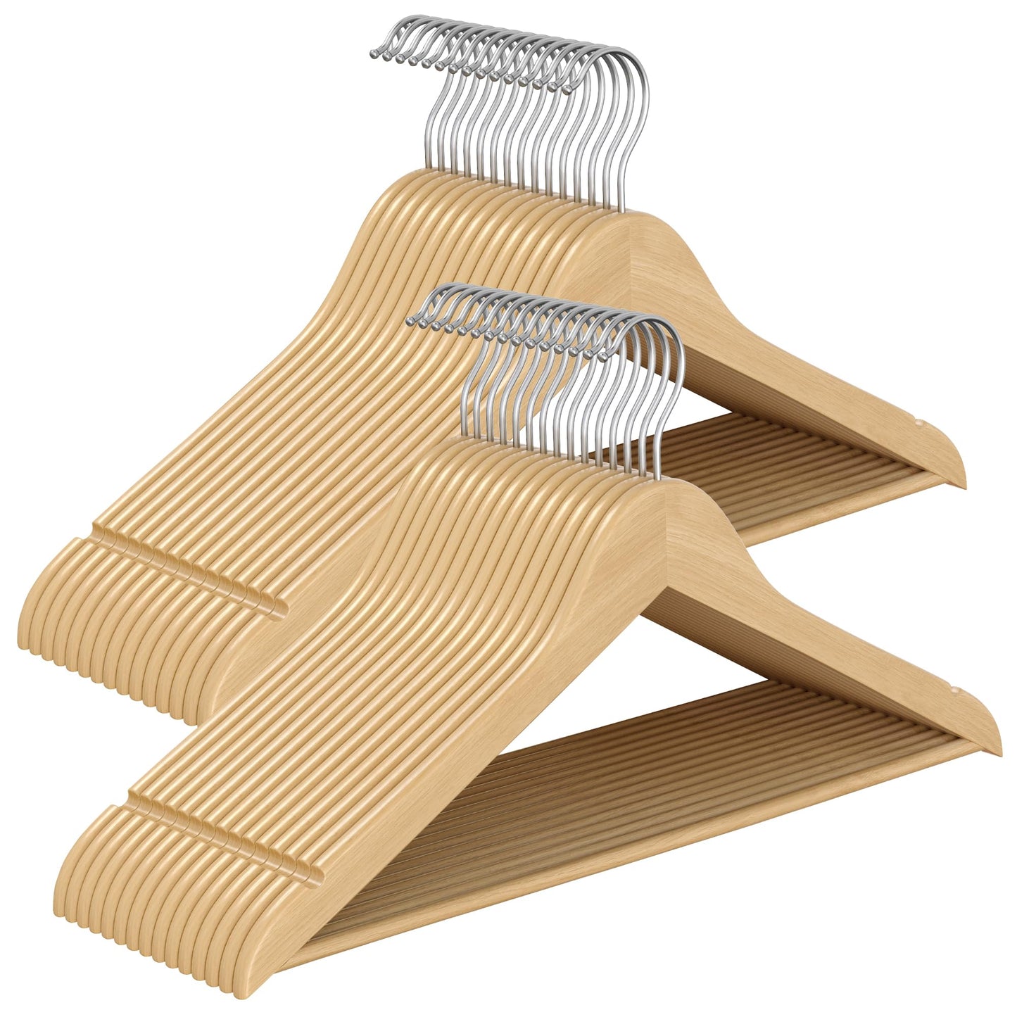 30er-Set Holzbügel, Naturfarben 30