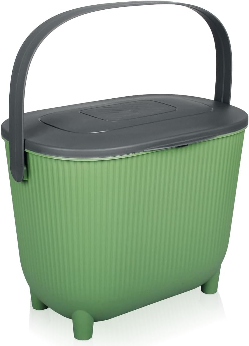 Komposteimer mit Aktivkohlefilter, 10L, Grün/Dunkelgrau