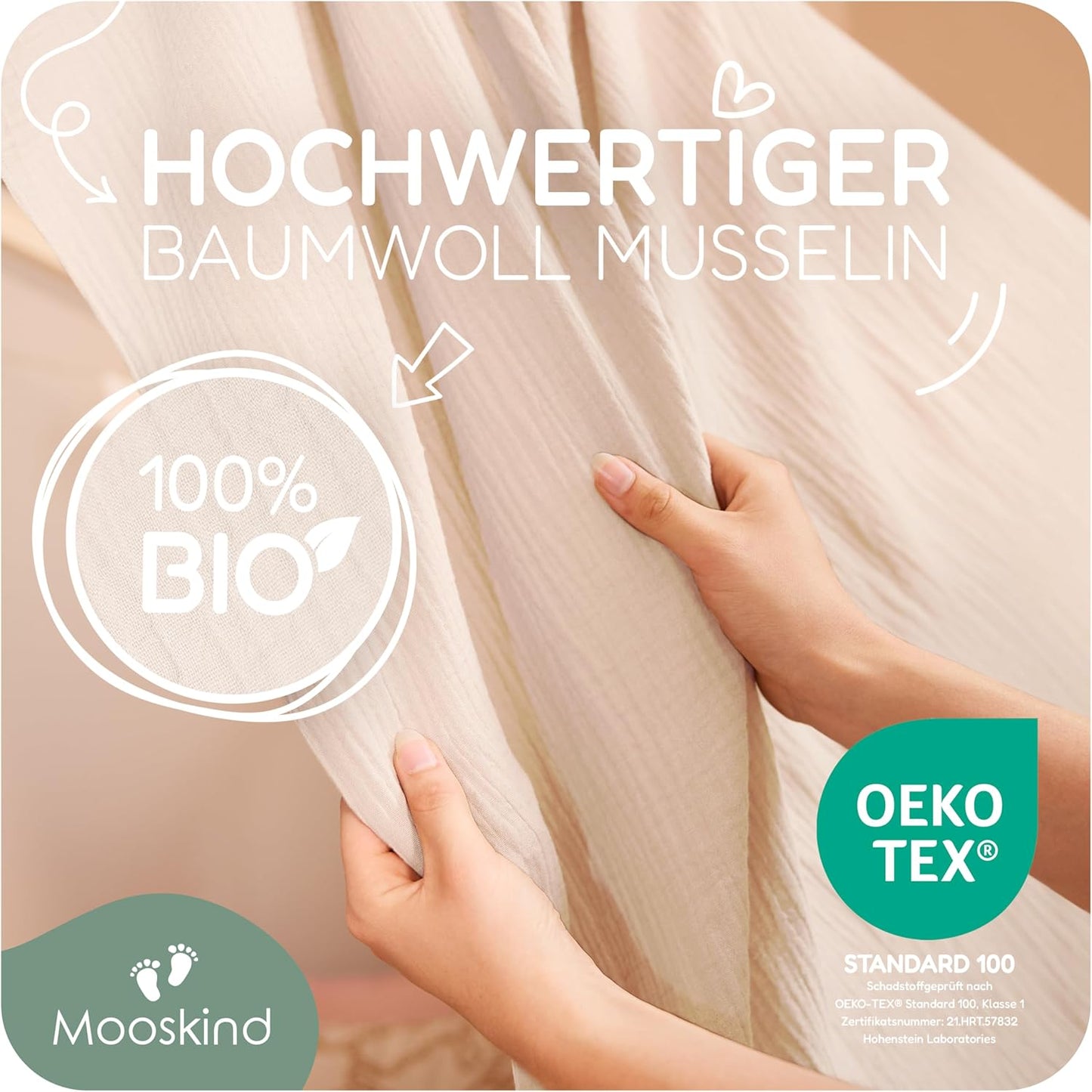 Hausbett-Himmel aus Musselin, Creme H420 x B135 cm (1er Pack)