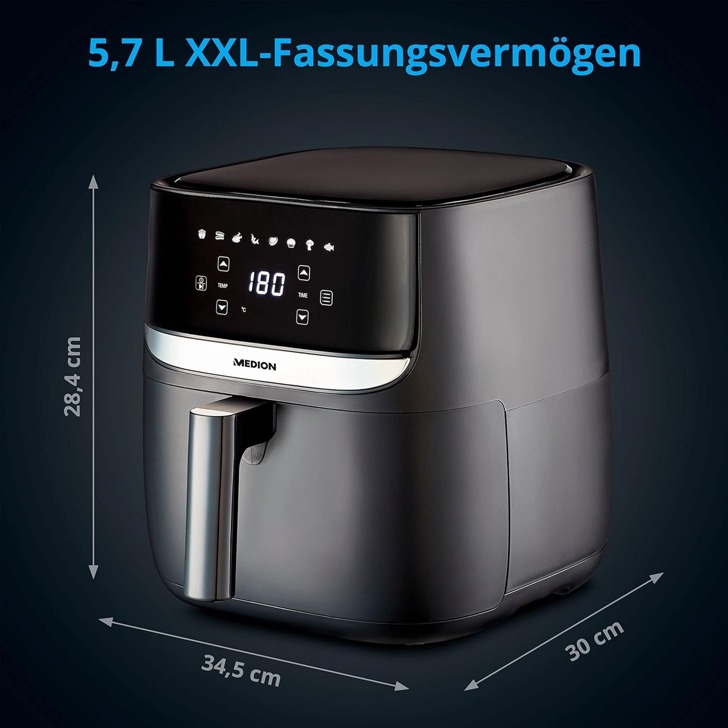 Heissluftfritteuse E50 XL, 5,7 Liter / Schwarz