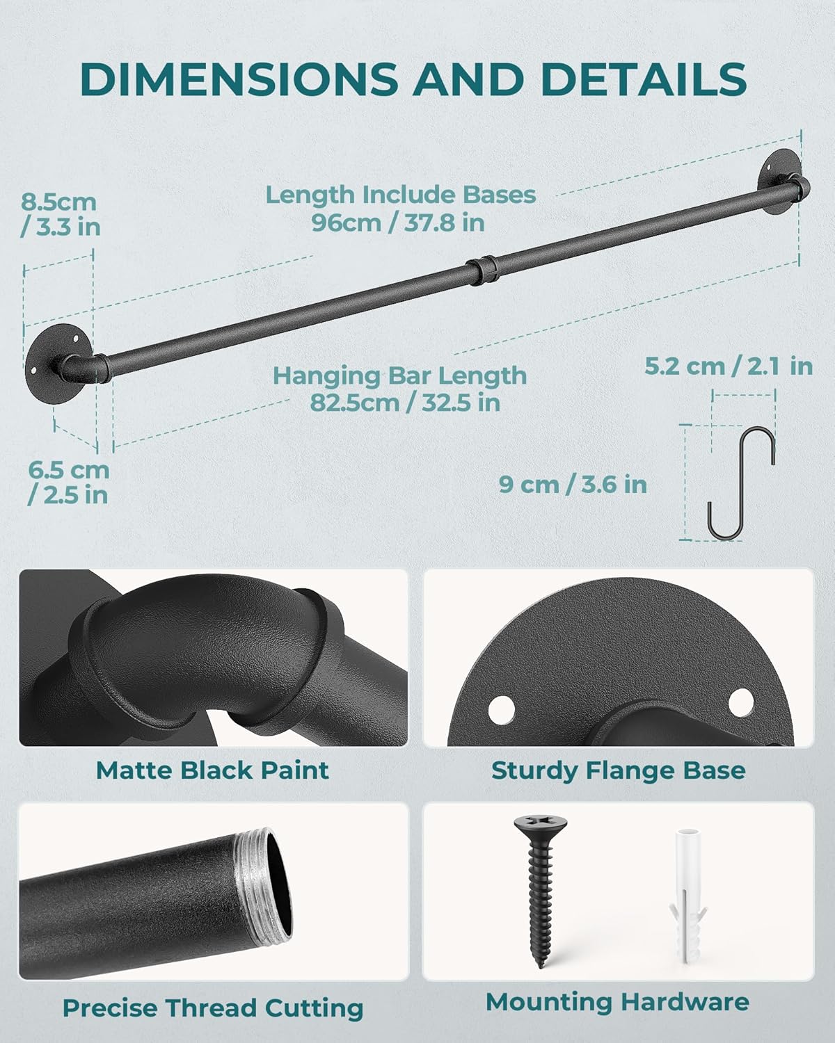 Küchen-Hängeleiste für Töpfe und Küchen-Utensilien, Schwarz