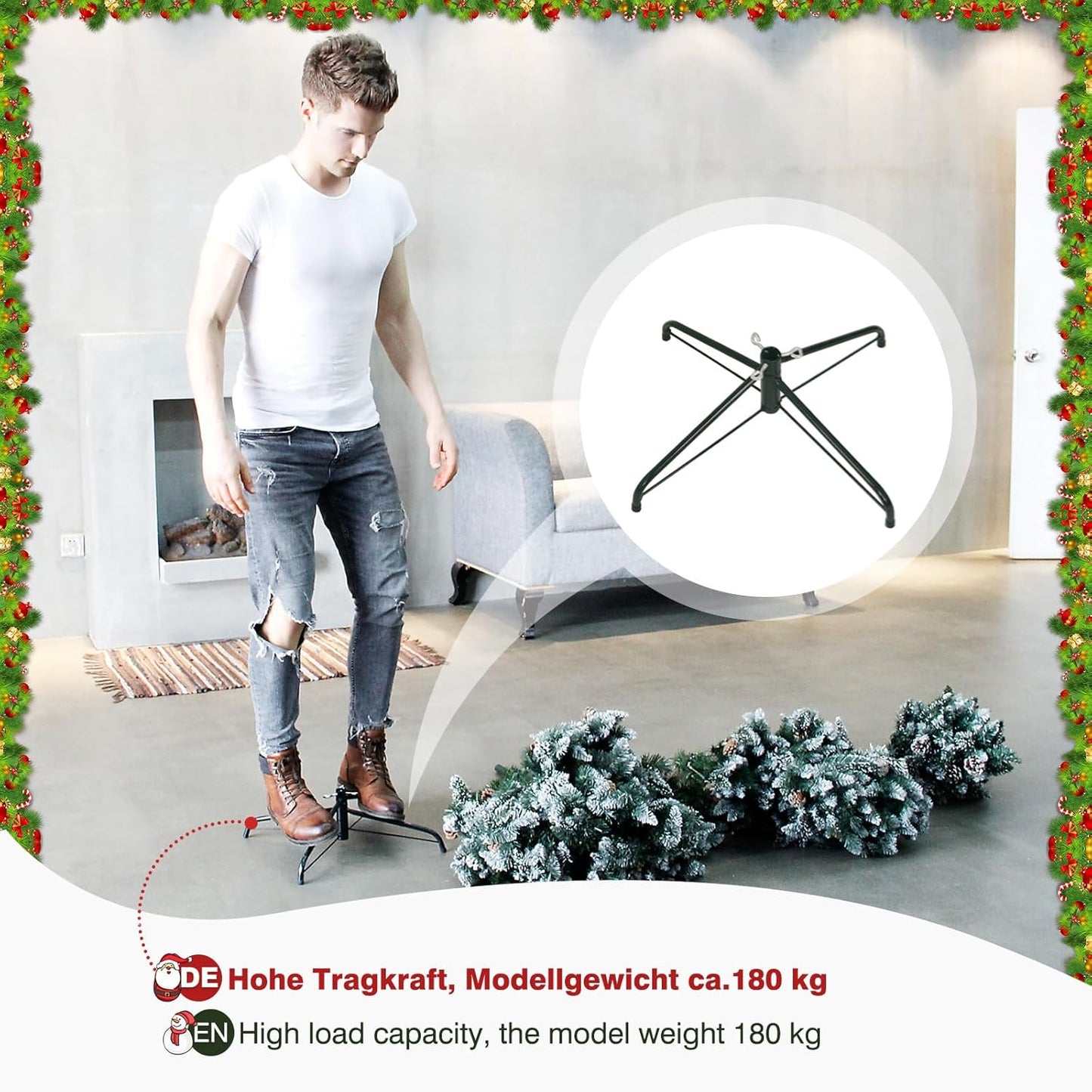 Künstlicher Weihnachtsbaum mit Kiefernzapfen, 180cm