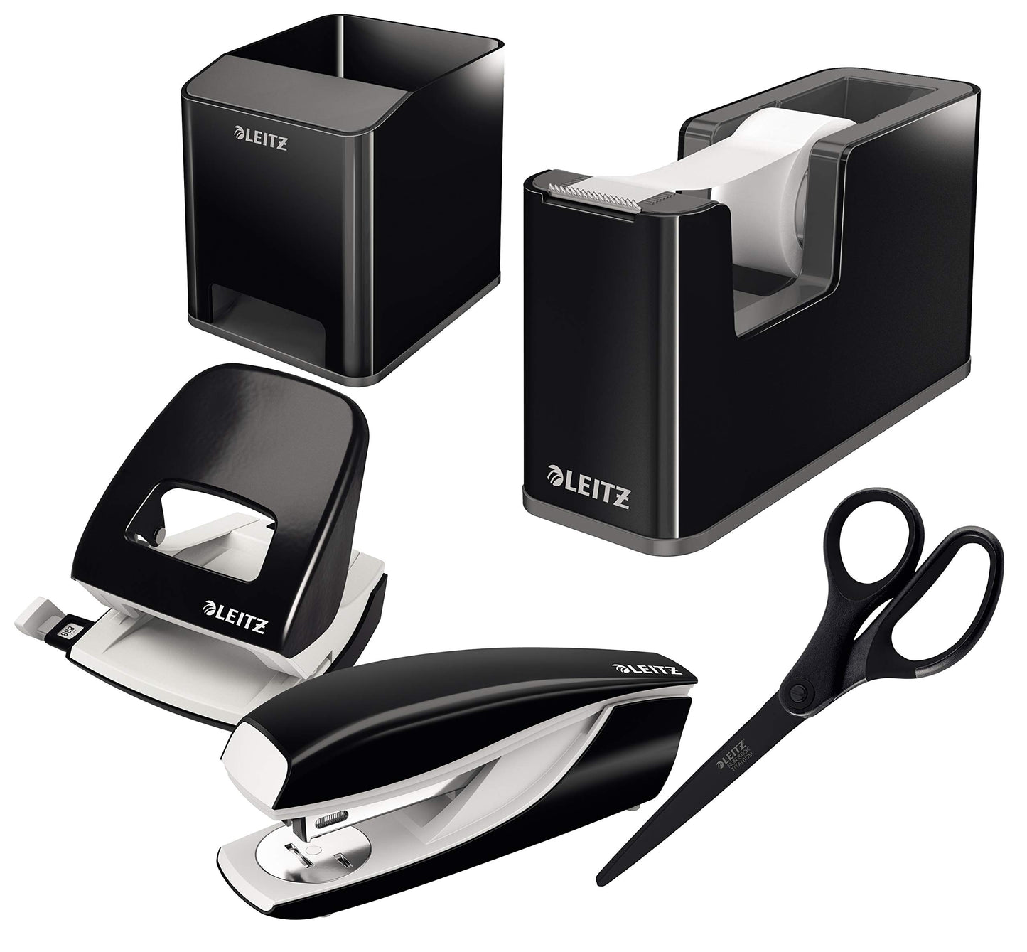 5-teiliges Wow Schreibtisch-Accessoires Komplett-Set, Komplett - Set Schwarz