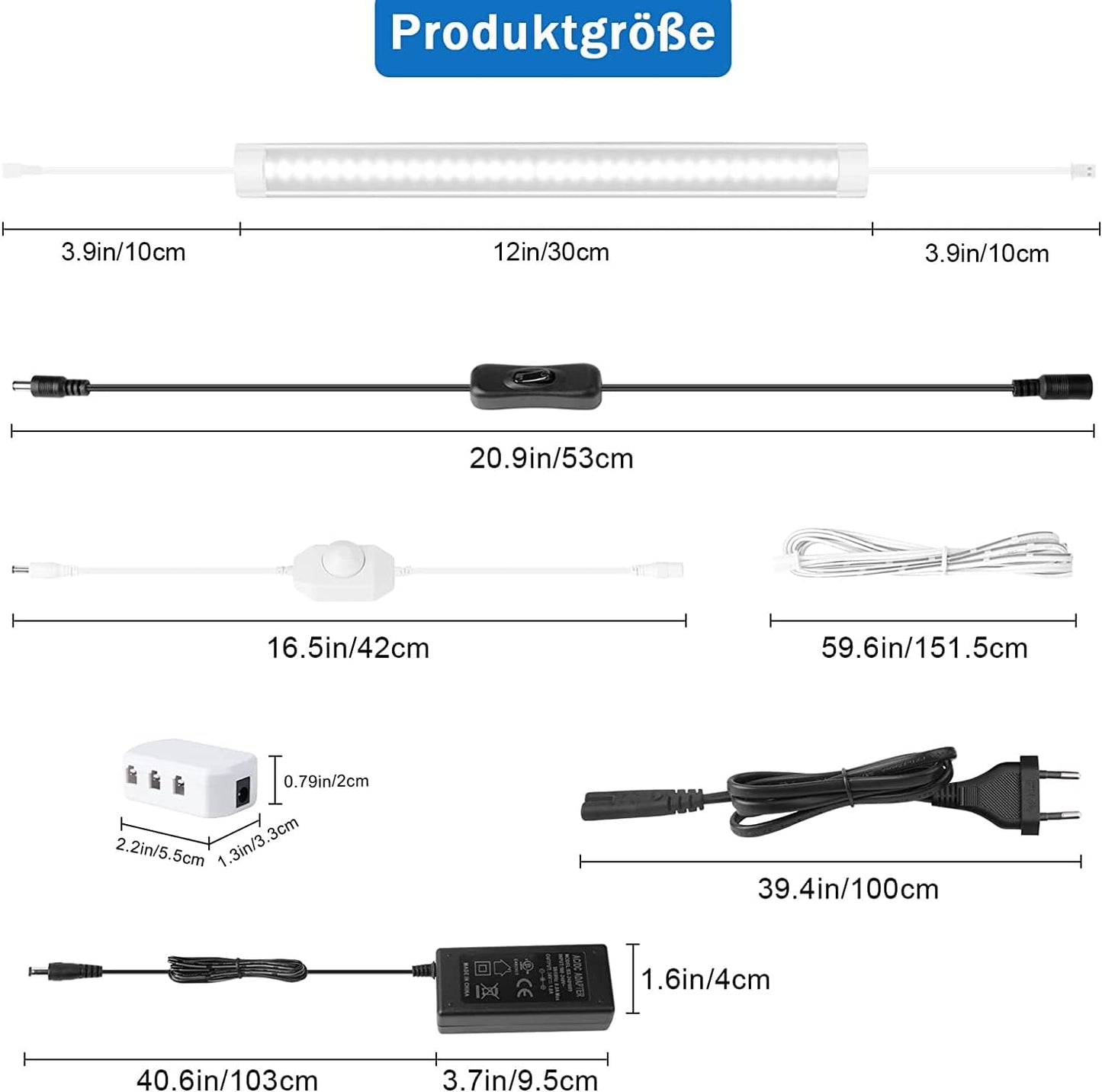 6 Stück Dimmbare LED-Unterbauleuchten, 6000k Kaltweiss
