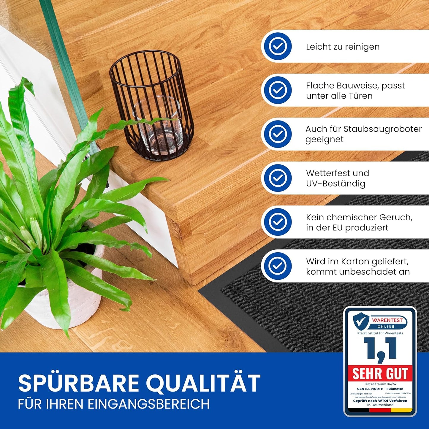 Hochwertige rutschfeste Schmutzfangmatte, 90 x 150cm, 90x150 Beige-schwarz