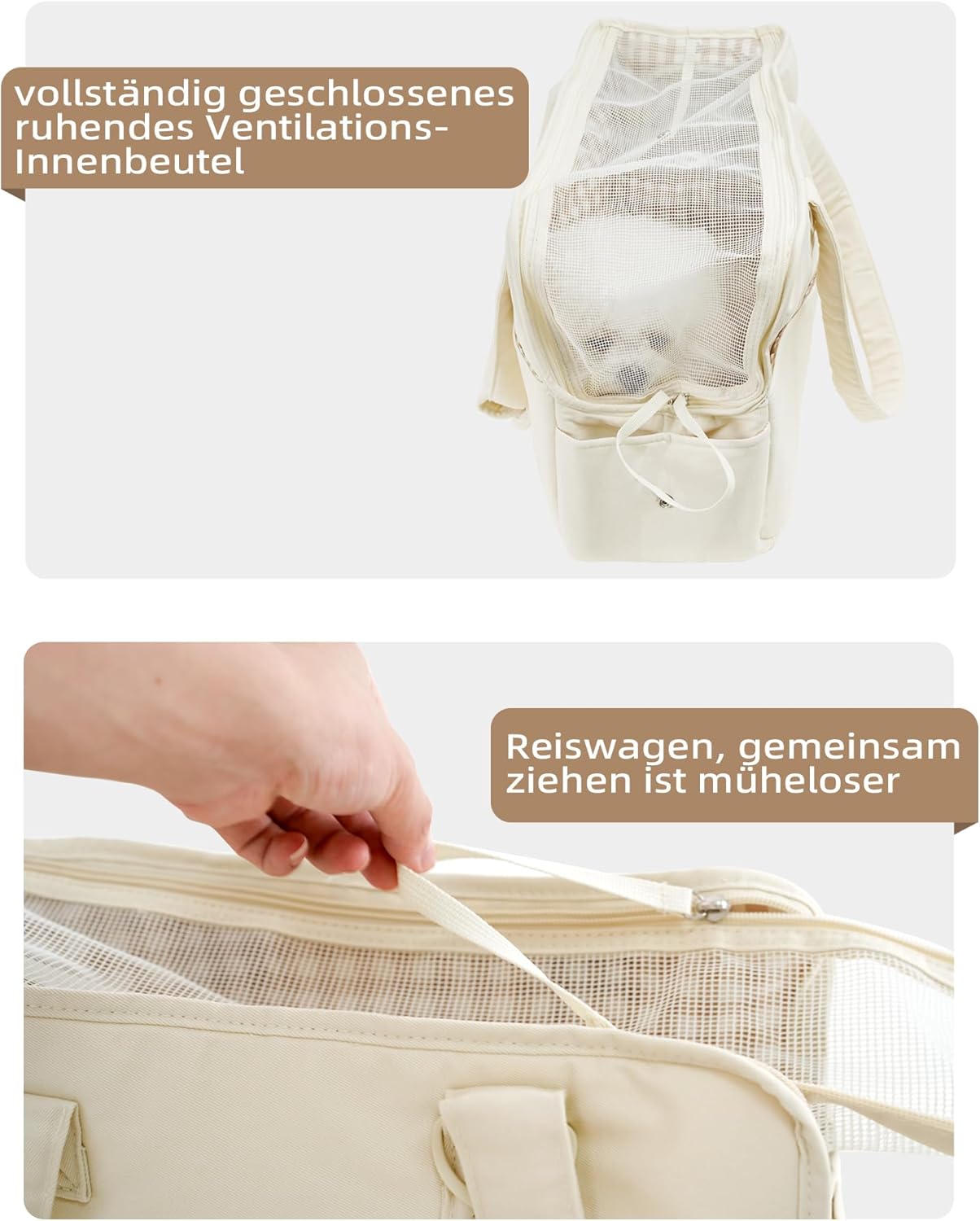 Hundetragetasche für kleine Haustiere, 34 * 16 * 25 cm Beige