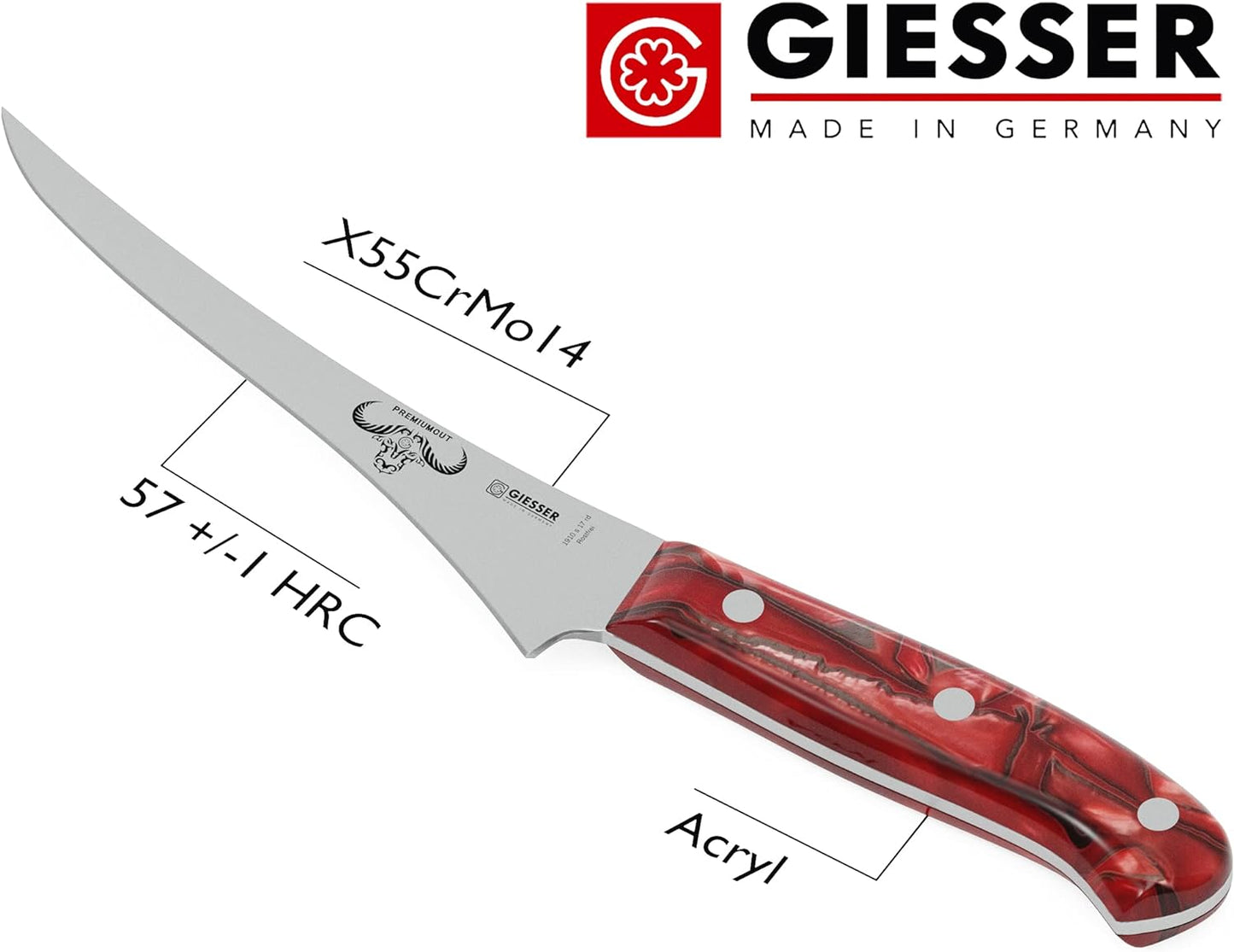 Filetiermesser, 17 cm Filiermesser, Red Diamond
