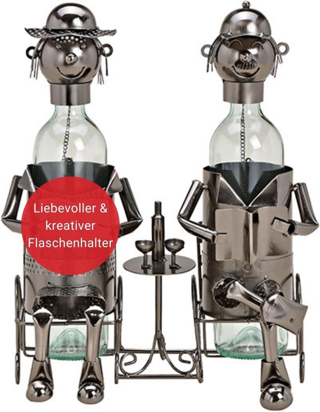 Weinflaschenhalter Deko-Figur Set, mit Figuren