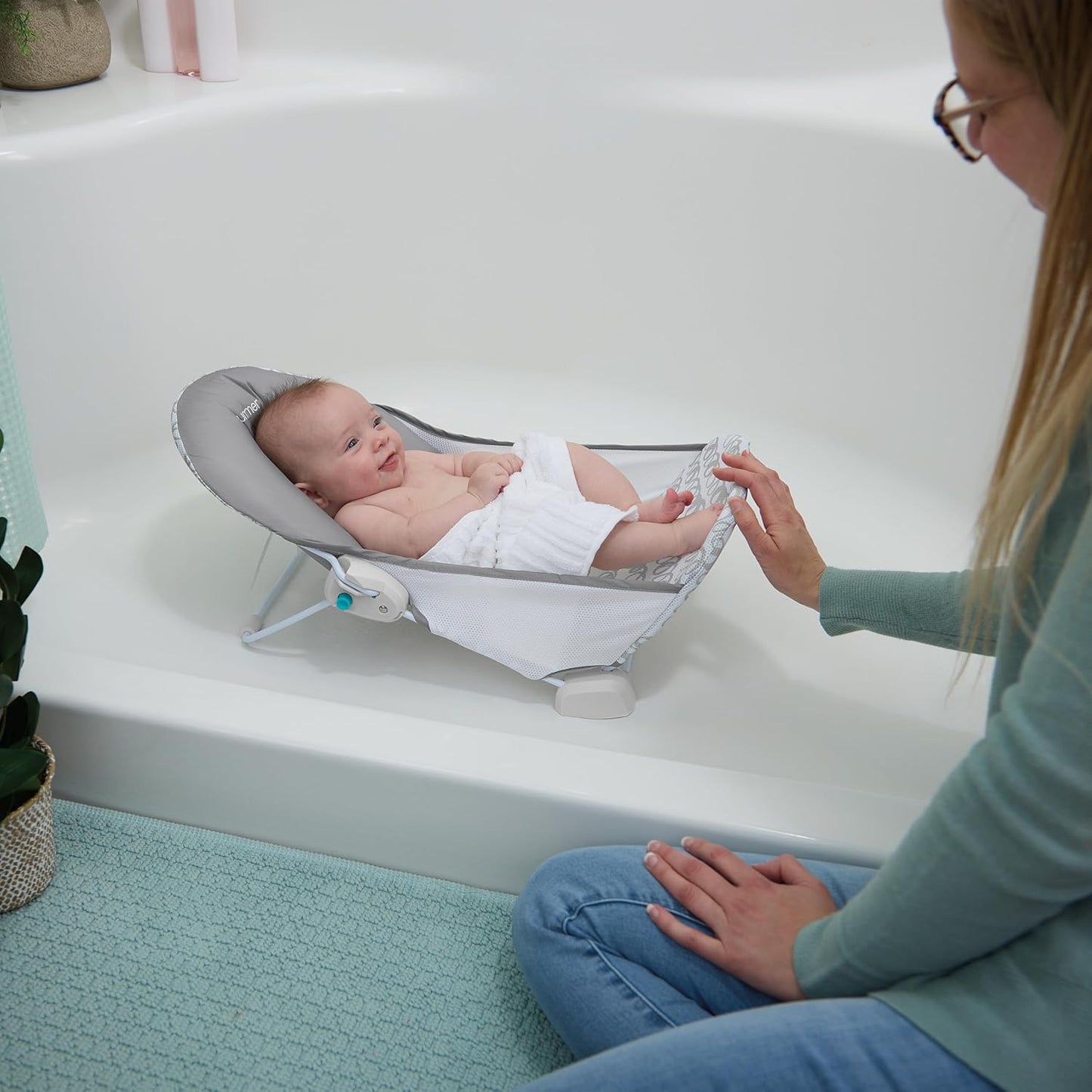 Faltbarer Babybadewannensitz mit 2 Positionen, Grau