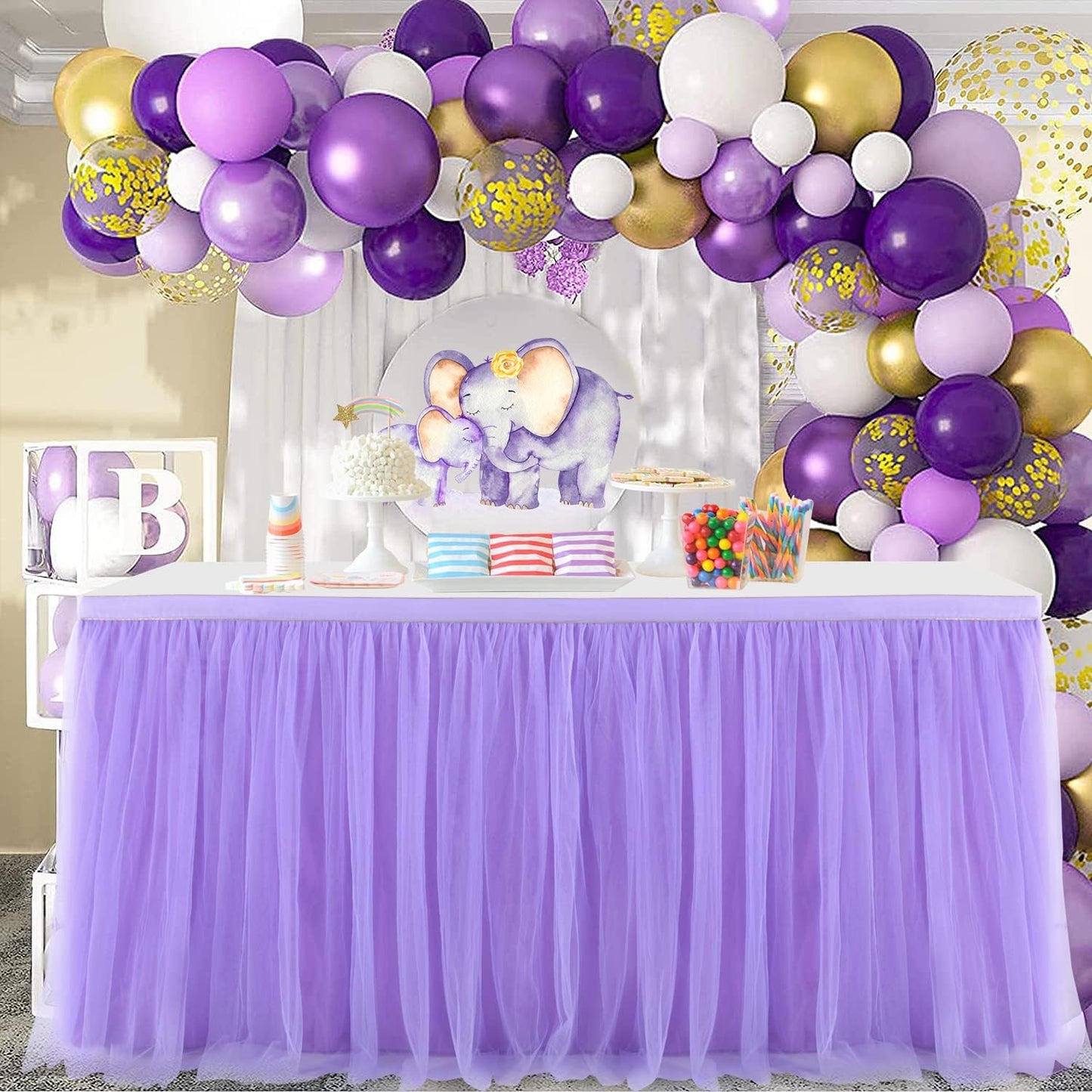 Tüll-Rock für Tischverkleidung, Violett 72" x 30" (6FT)