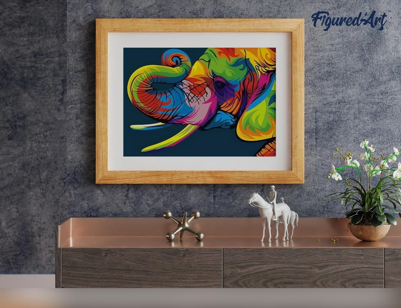 Malen nach Zahlen Set mit Rahmen (Elefant Pop Art), Elefant Pop Art 40x50cm Mit Keilrahmen (nicht gespannt)