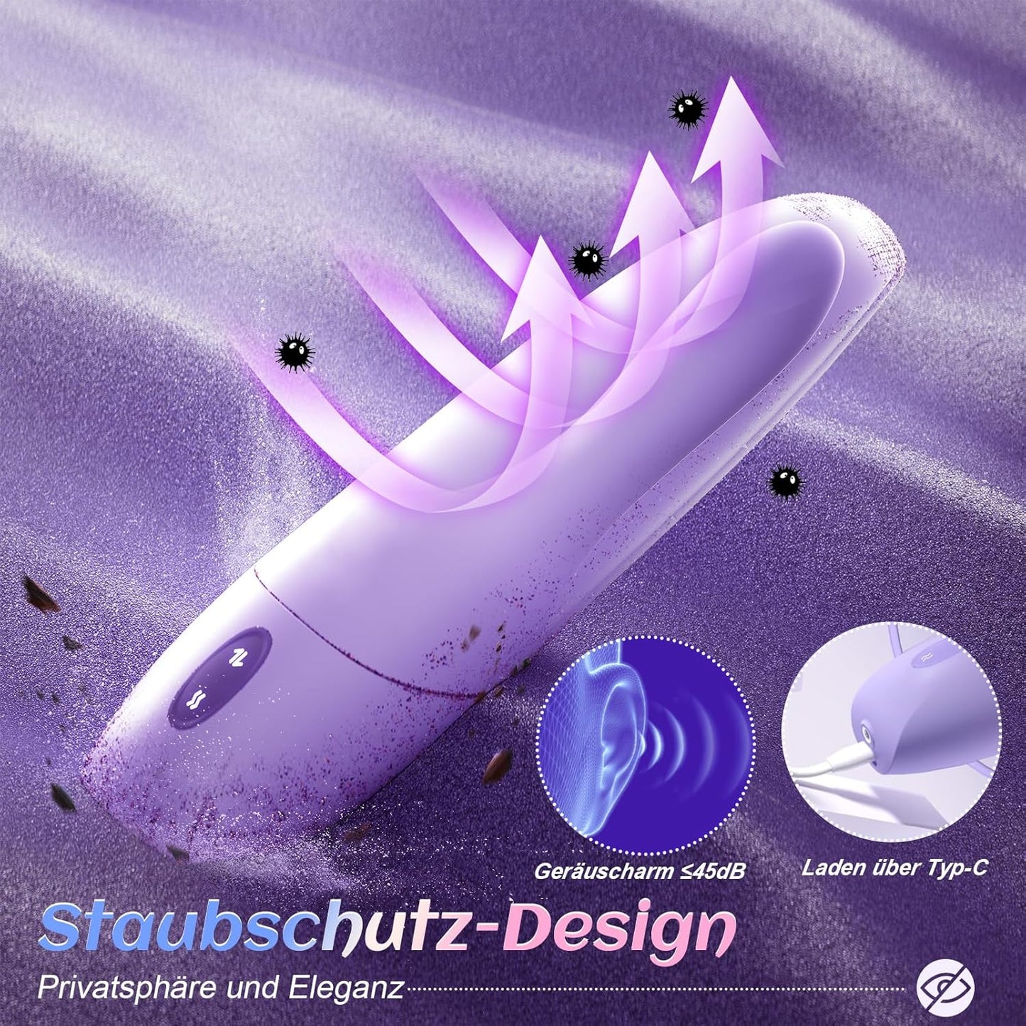 Dildo mit Stoss- und Vibrationsfunktion, Helllila