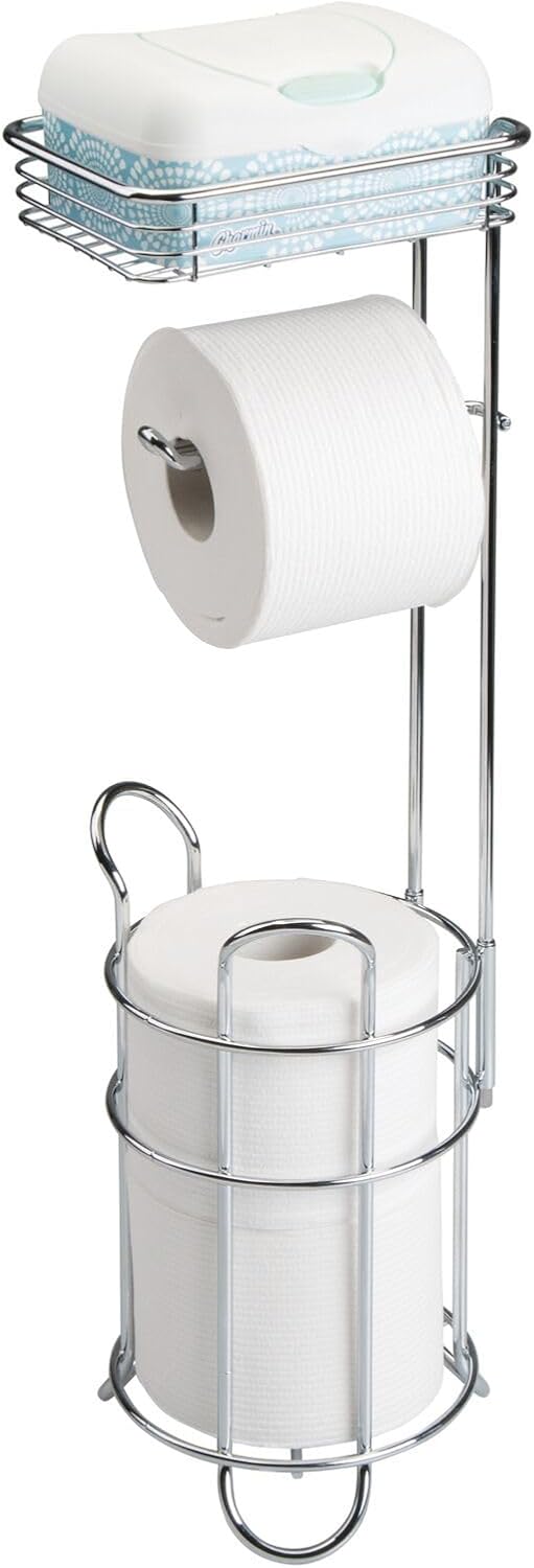 Toilettenpapierhalter mit Regal, Silberfarben