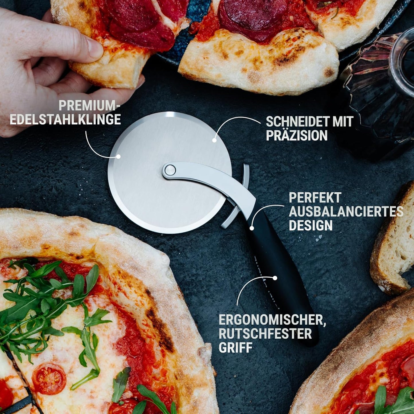 Pizza Wheel, Schwarz (Xl-pizzarad)