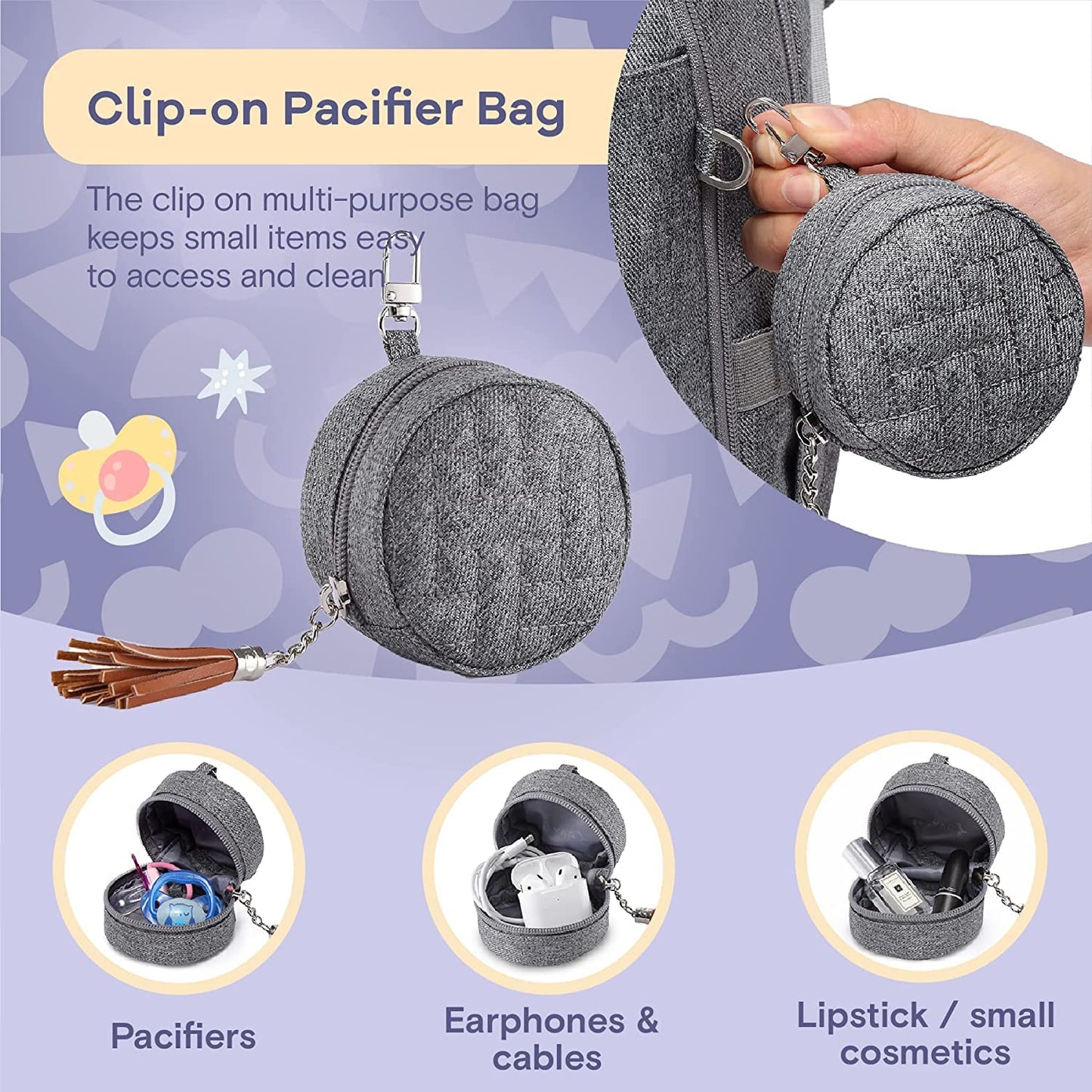 Baby-Wickelrucksack mit Wickelauflage, Grau