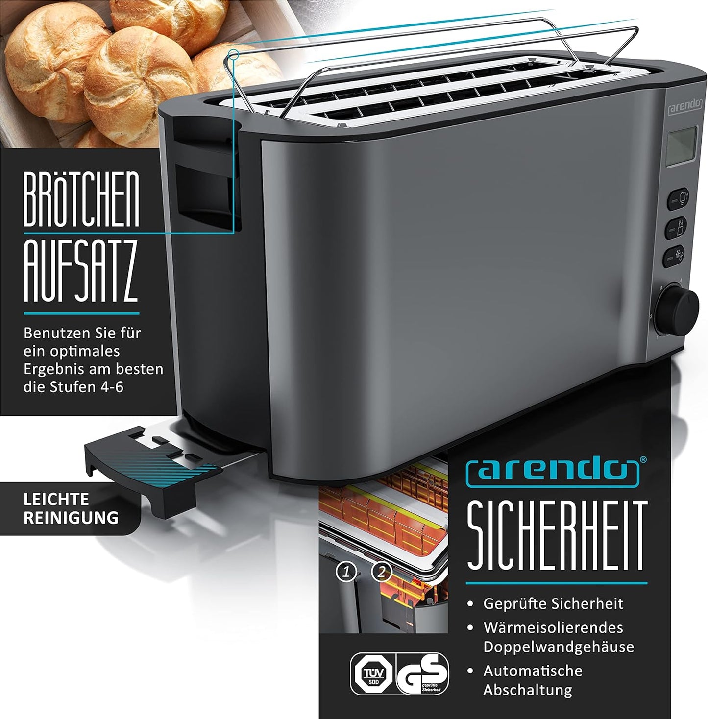 Wasserkocher Set mit Toaster und Eierkocher, A: Cool Grey