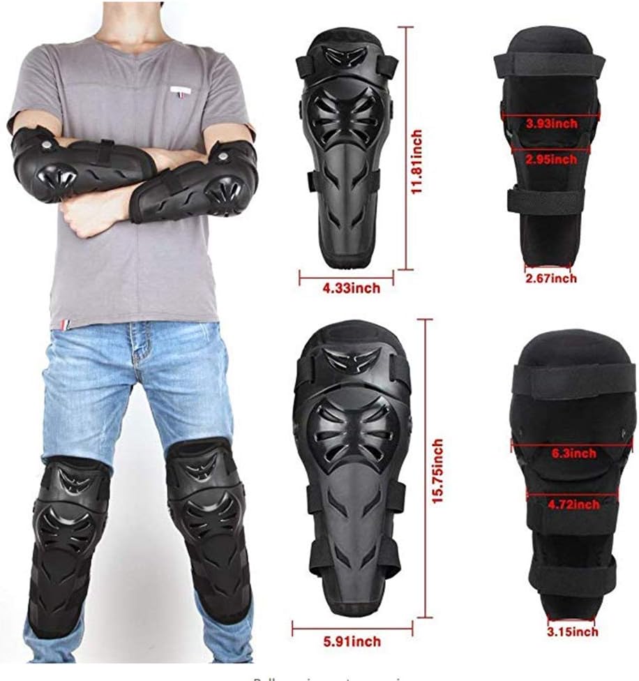 Motorrad Knieschoner & Ellenbogenschoner Set (4-teilig), Schwarz