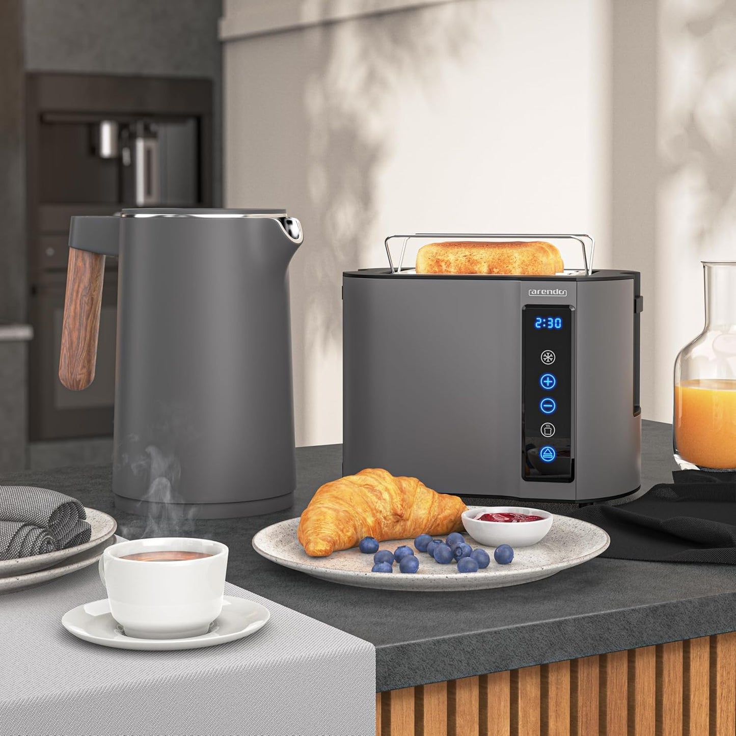 Frühstücksset mit Wasserkocher und Toaster, B: Set 1
