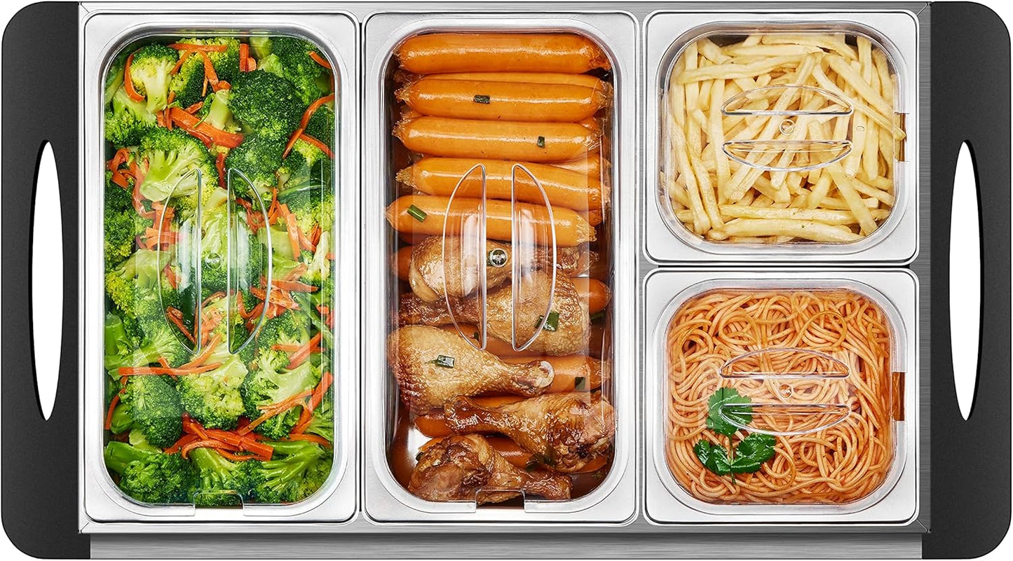 Buffetwärmer mit 4 Speisebehältern