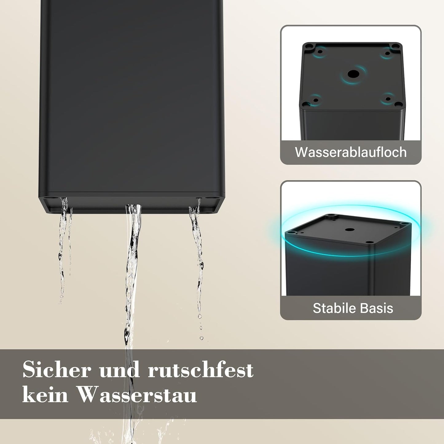 Universal Messerblock mit Borsteneinsatz, Schwarz,quadrat