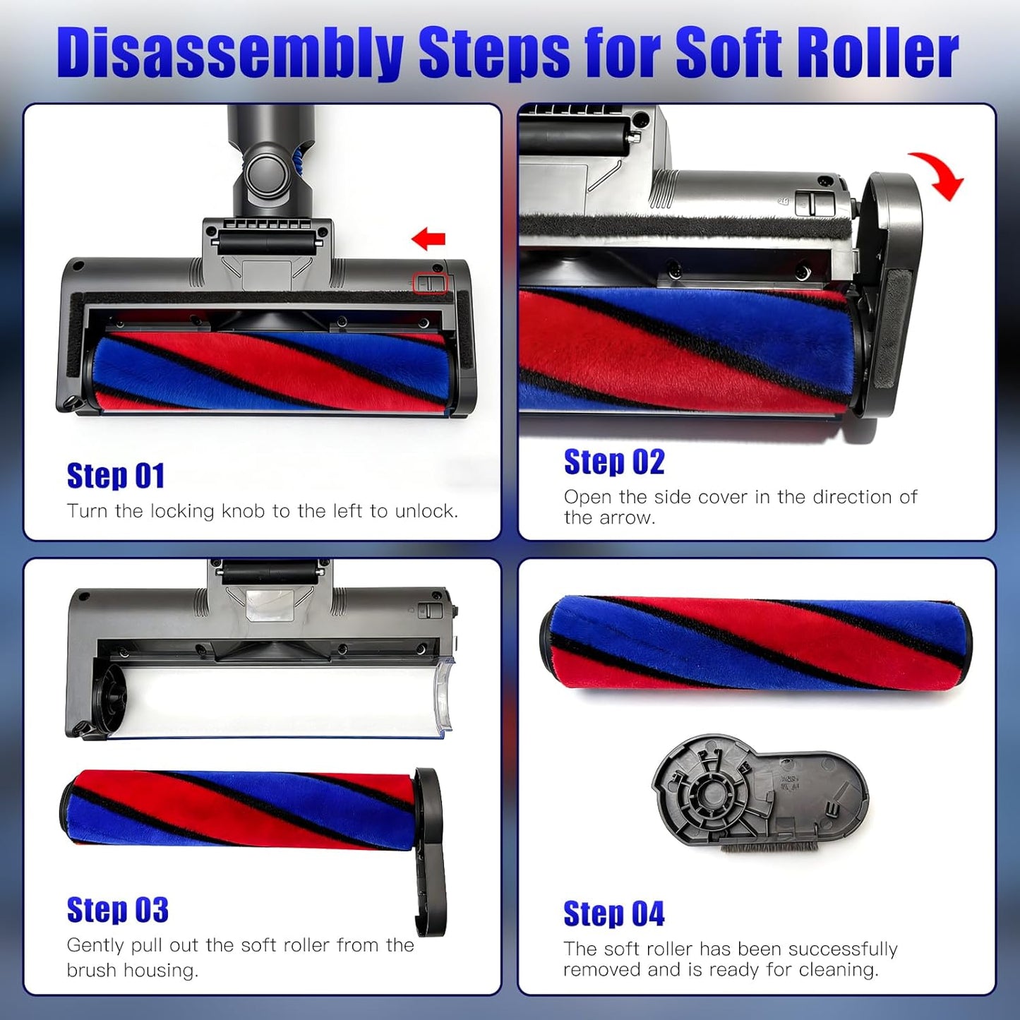 Soft-Roller-Bürstenkopf für Dyson Staubsauger, Lila