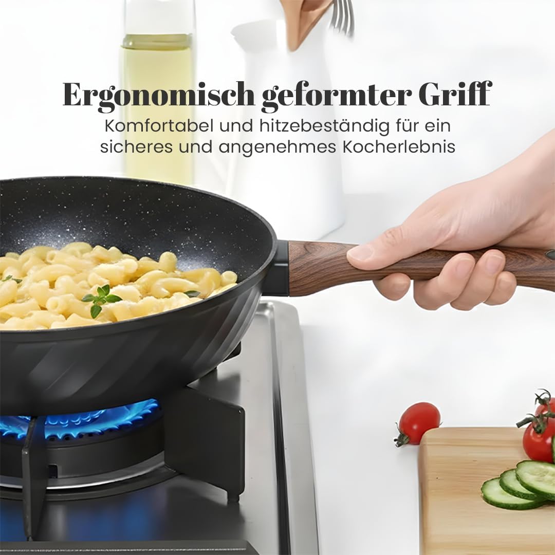 Keramik Antihaft-Pfannenset (3-teilig) Induktion geeignet, Schwarz Keramik-Pfannenset