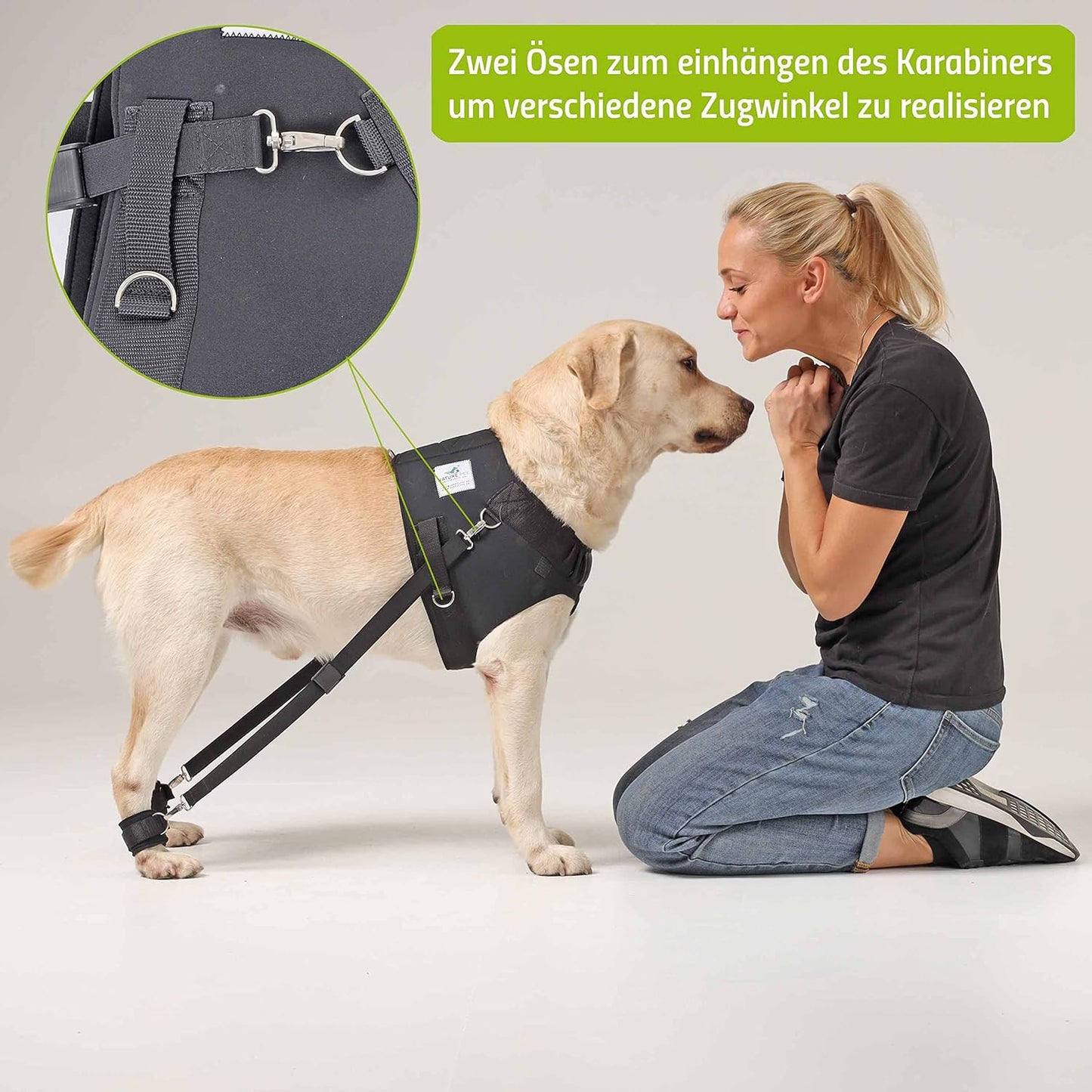 Brust-, Reha- & Trainingsgeschirr für Hunde mit Gelenkproblemen, XS, Schwarz
