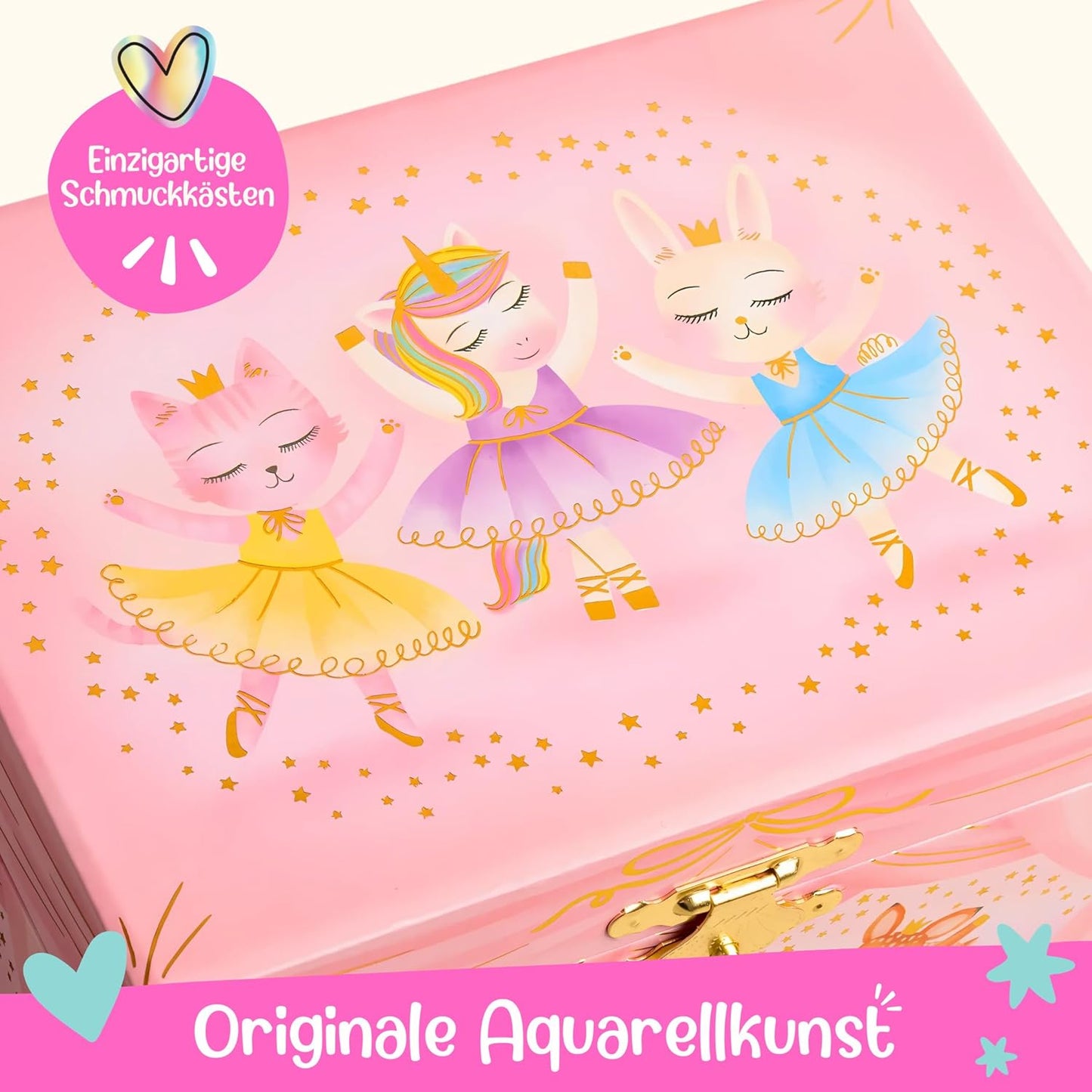 Schmuckschatulle mit Spieluhr & Spiegel für Kinder, Tiertänzer