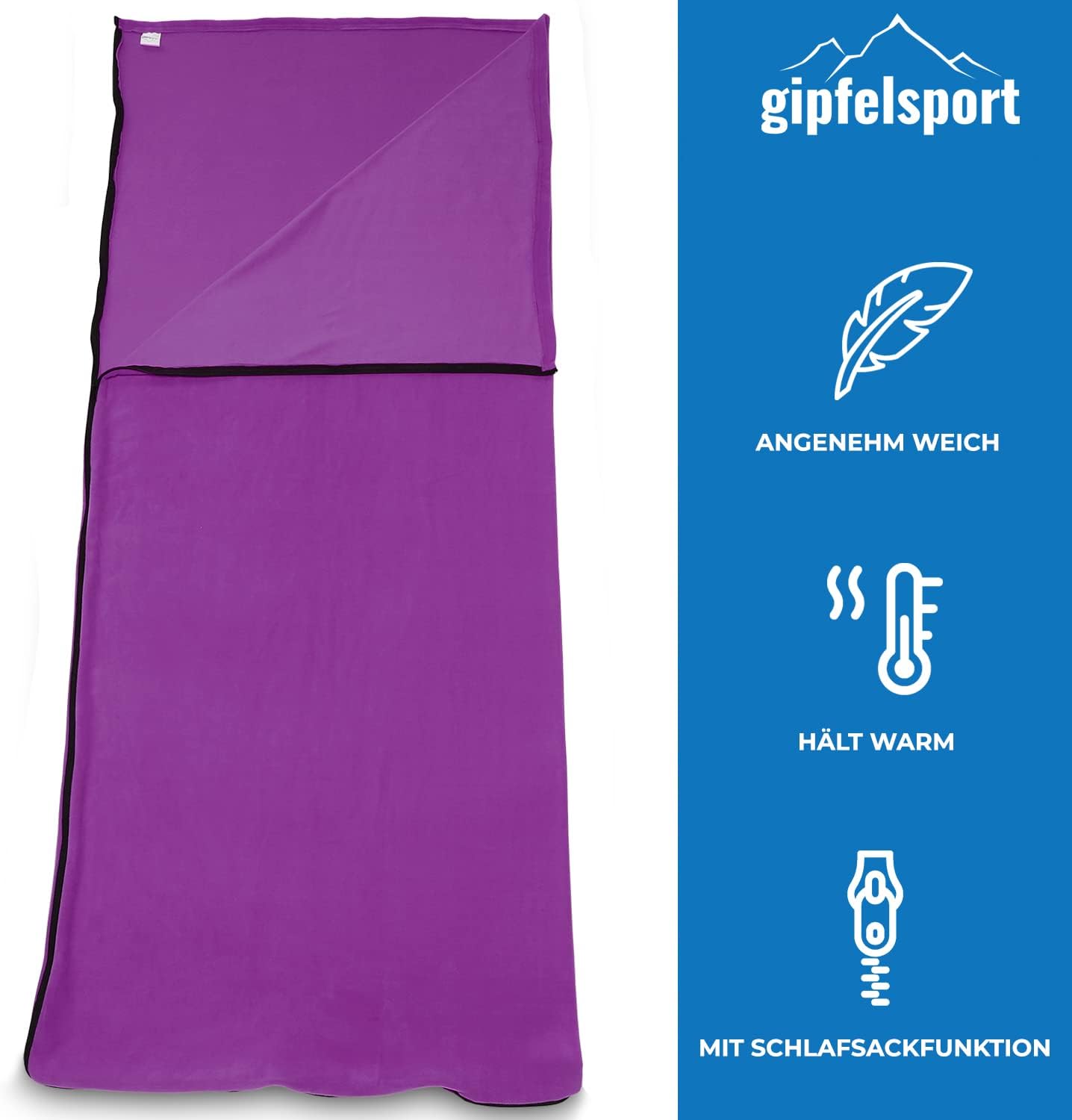 Mikrofaser Fleece mit Schlafsackfunktion, Violett