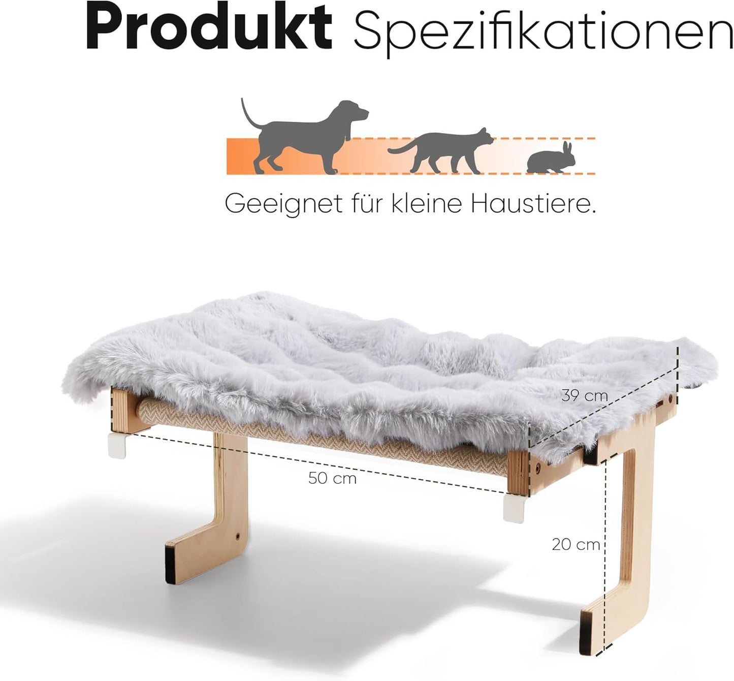 Katzen Fenster-Hängematte, Grau (Mit weichem Kissen)