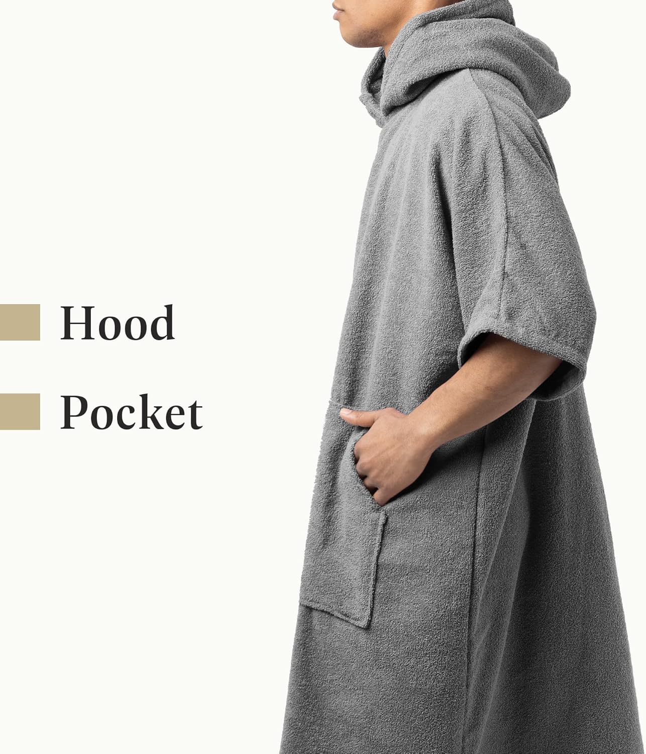 Badeponcho mit Kapuze, L-XL Dunkelgrau