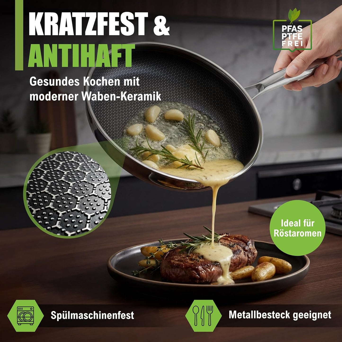 Keramikpfanne 20 cm, Ø 20cm Grün
