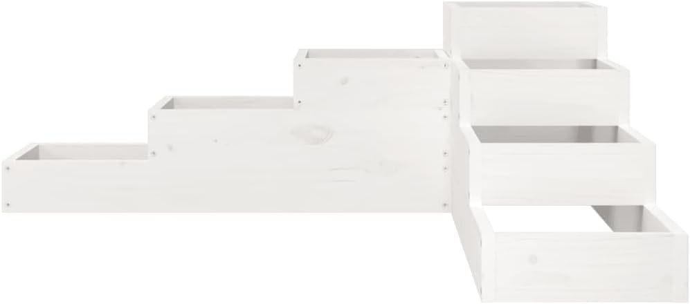 4-stufiger Blumenständer in L-Form, 106 x 104.5 x 36 cm Weisse Kiefer