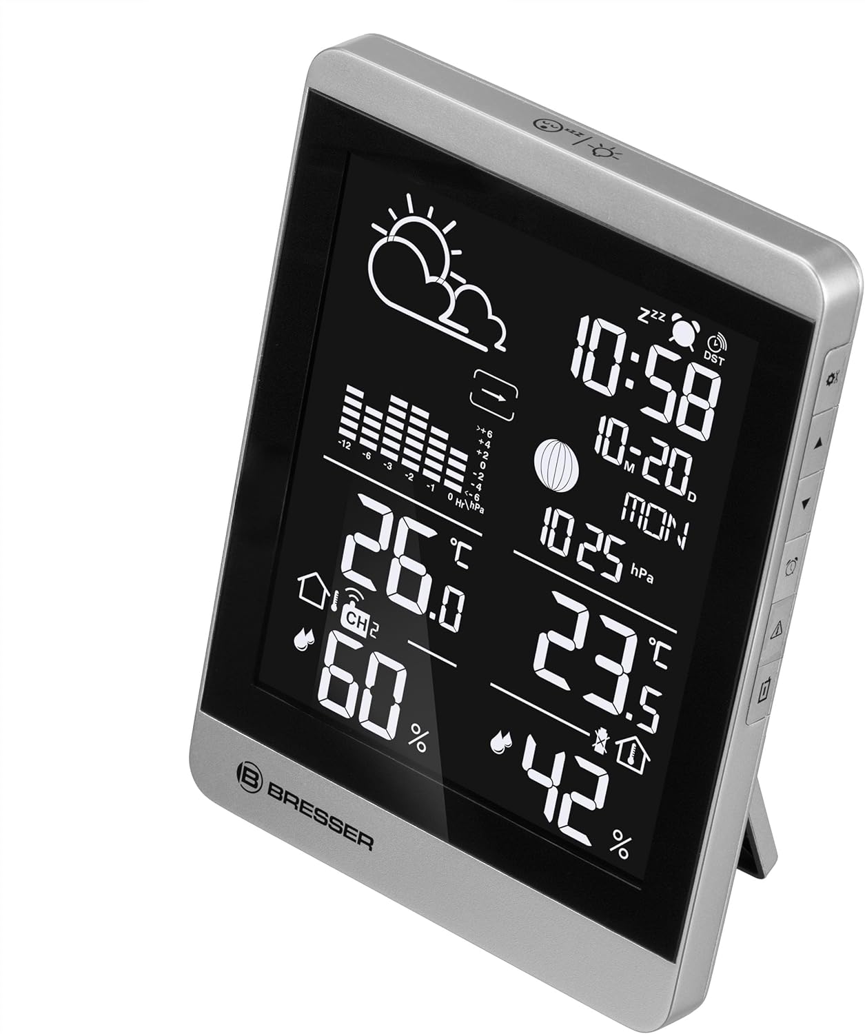 Funk-Wetterstation mit Aussensensor und Frostwarnung, Hochkant