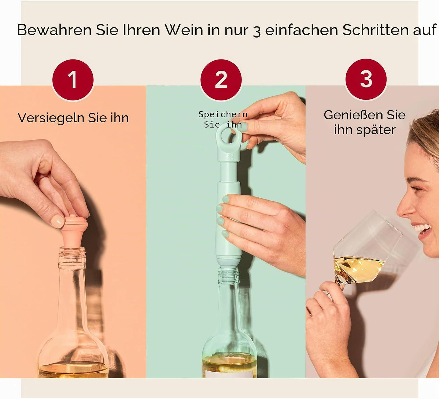 Loop Weinpumpe mit Vakuumverschluss-Set, Sand