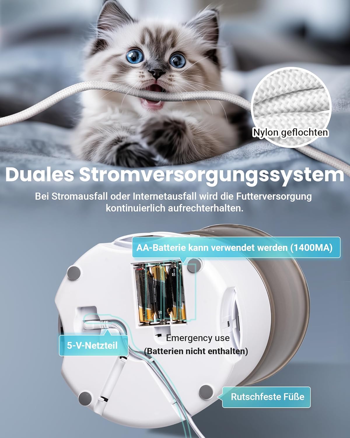 Futterautomat PFF011 mit App-Steuerung, Weiss