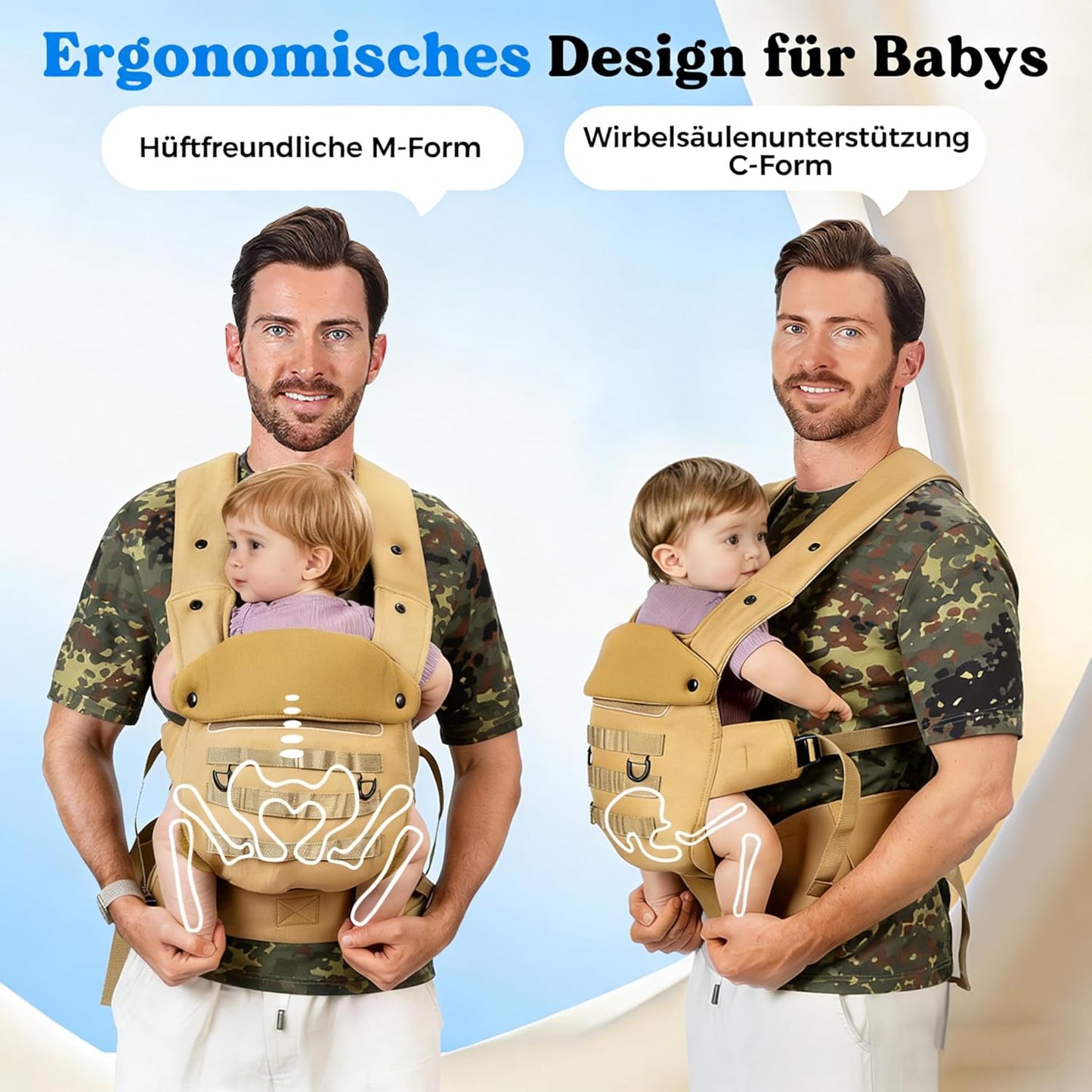 Ergonomische Babytrage, Khaki